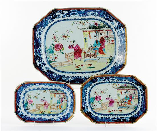 Appraisal: Chinese Export famille rose graduated platters early th century decorated