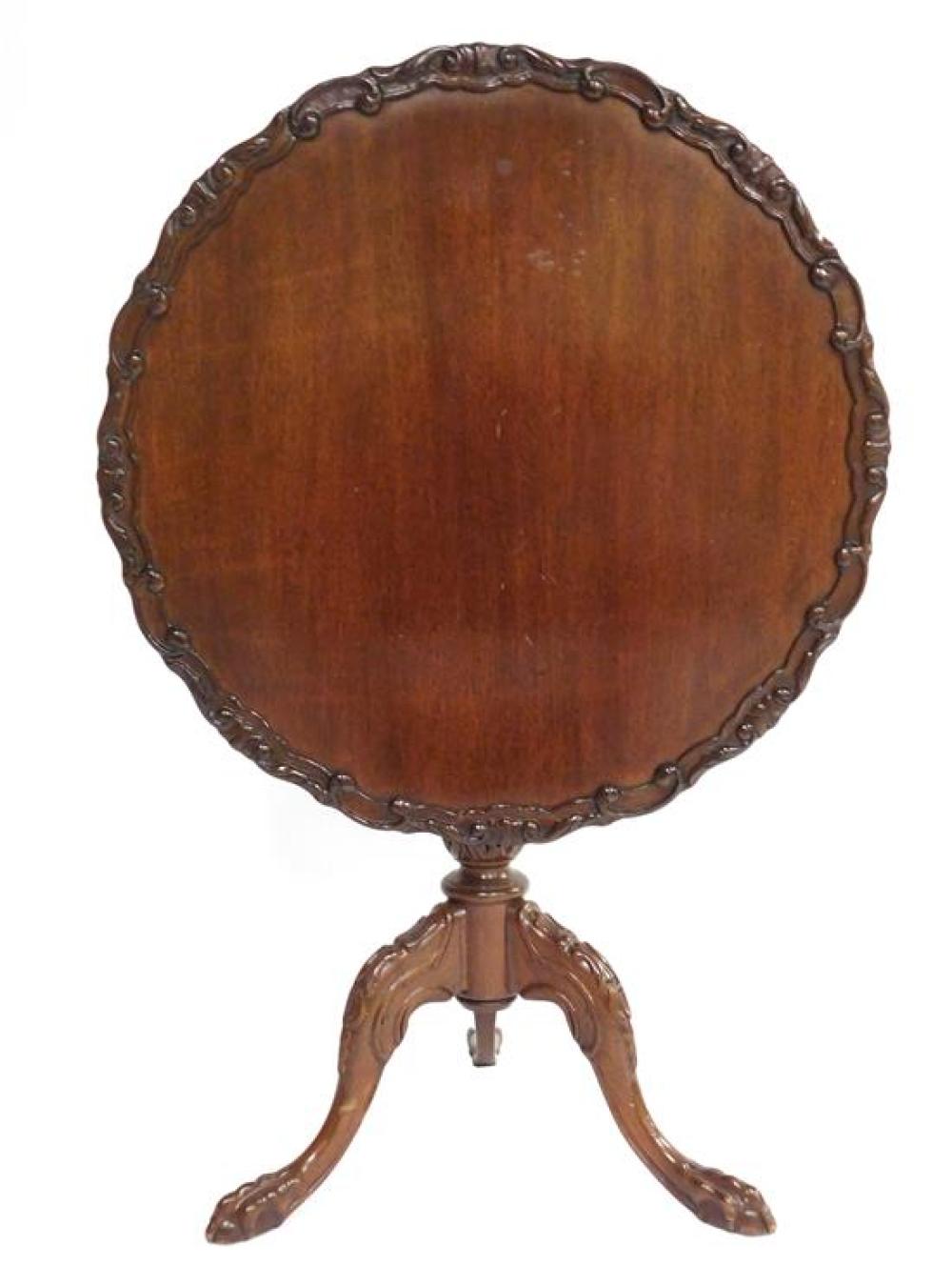 Appraisal: Reproduction tilt top wooden tea table with pie crust carved