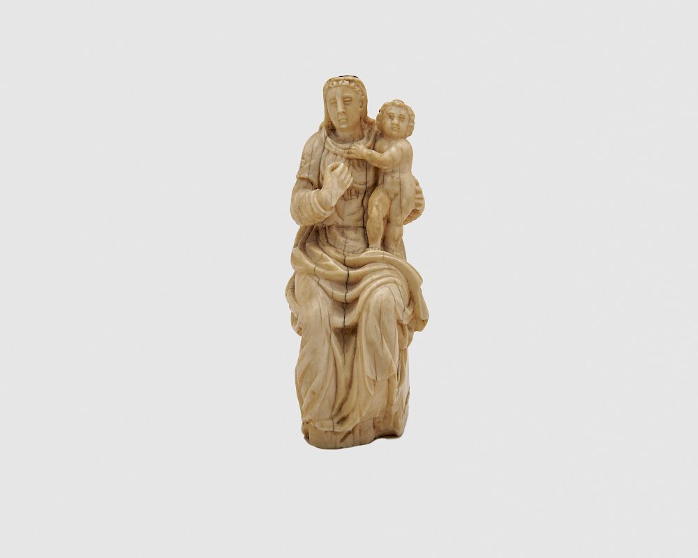 Appraisal: French Carved Ivory Figure of a Mother and Child possibly