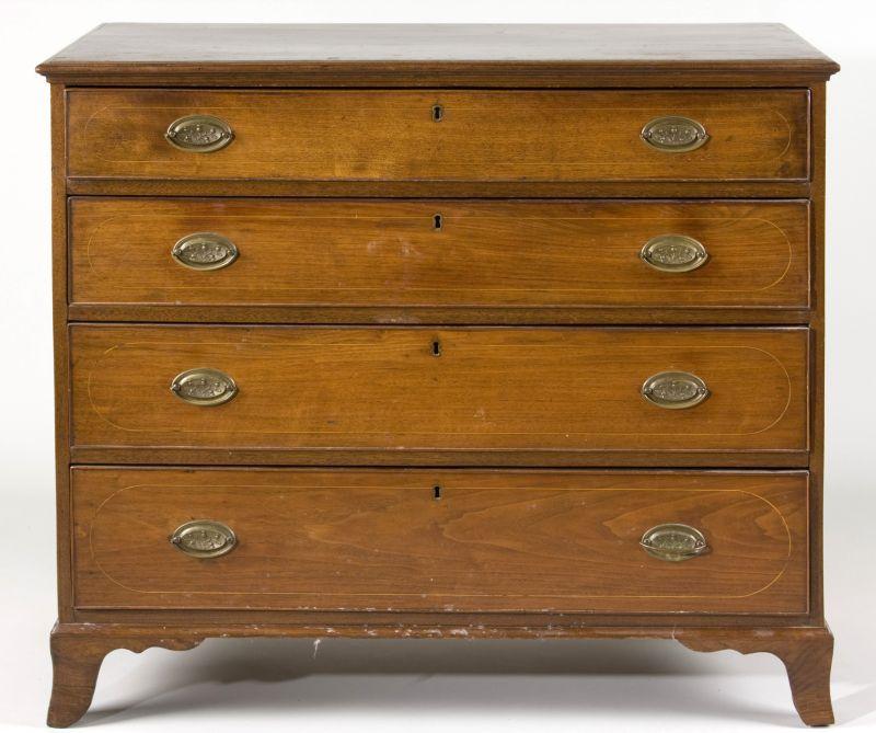 Appraisal: Federal Chest of Drawers Virginia ca walnut with line inlay