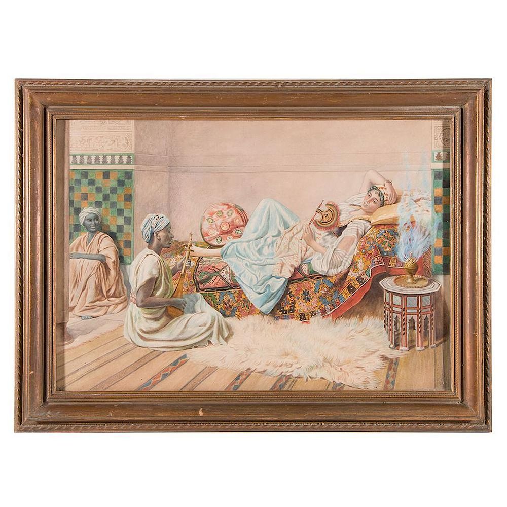 Appraisal: Orientalist Painting Artist Orientalist Painting Title North African Harem scene