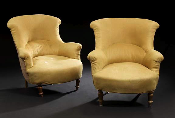 Appraisal: Pair of Napoleon III Upholstered Bergeres late th century each