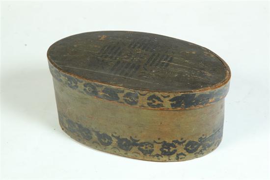 Appraisal: PANTRY BOX American early th century bentwood Oval with lapped