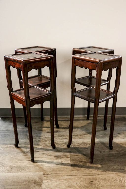 Appraisal: PAIR OF DOUBLE LOZENGE FORM PLANT STANDS MID TH C