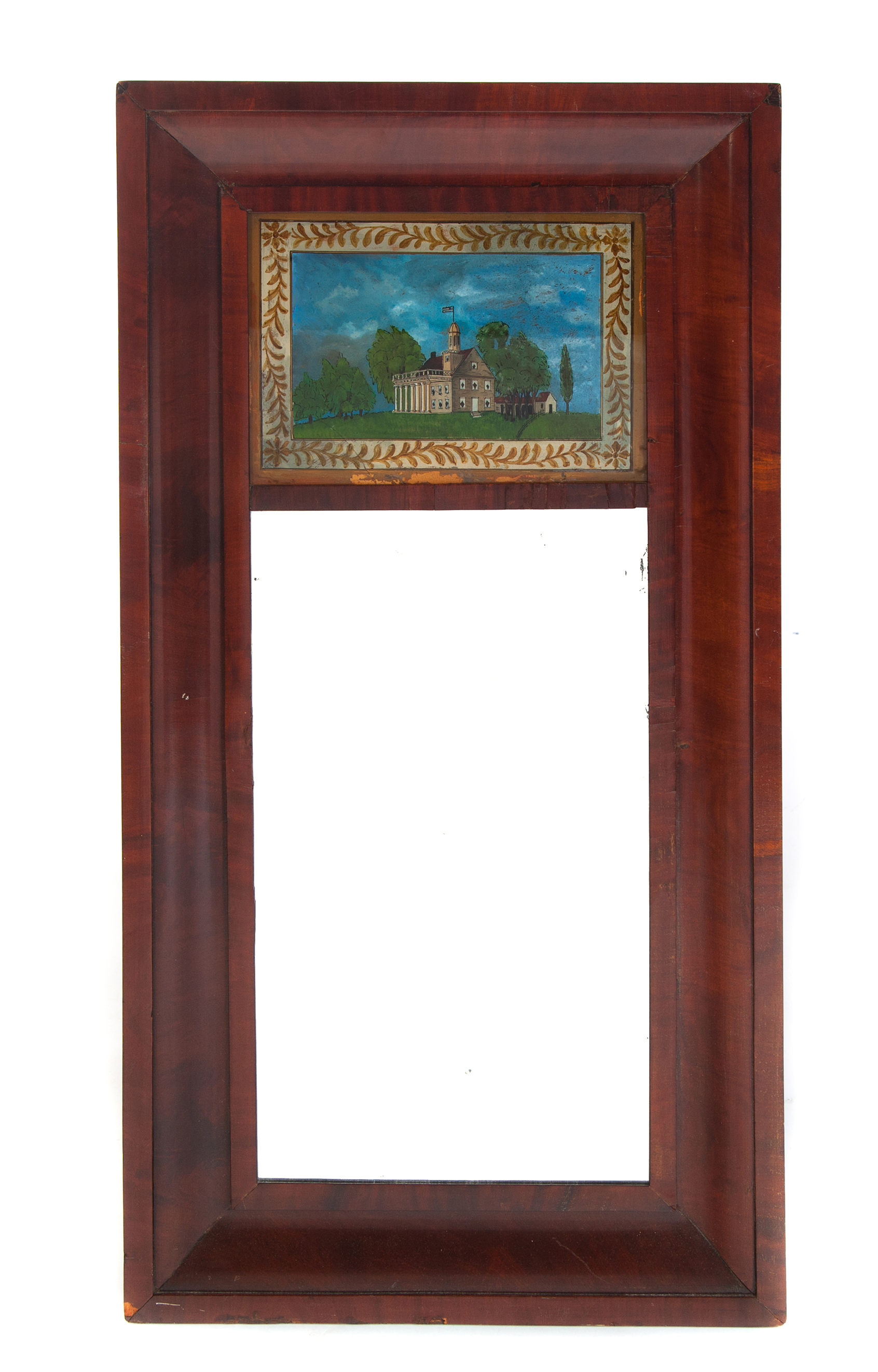 Appraisal: EMPIRE TWO-PART MIRROR American nd quarter- th century mahogany Ogee