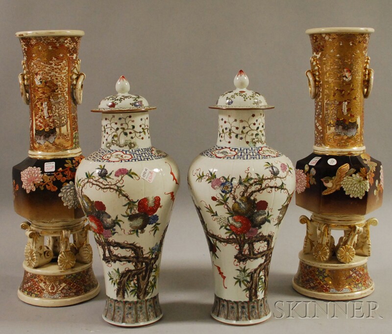 Appraisal: Pair of Chinese Ceramic Covered Jars and a Pair of