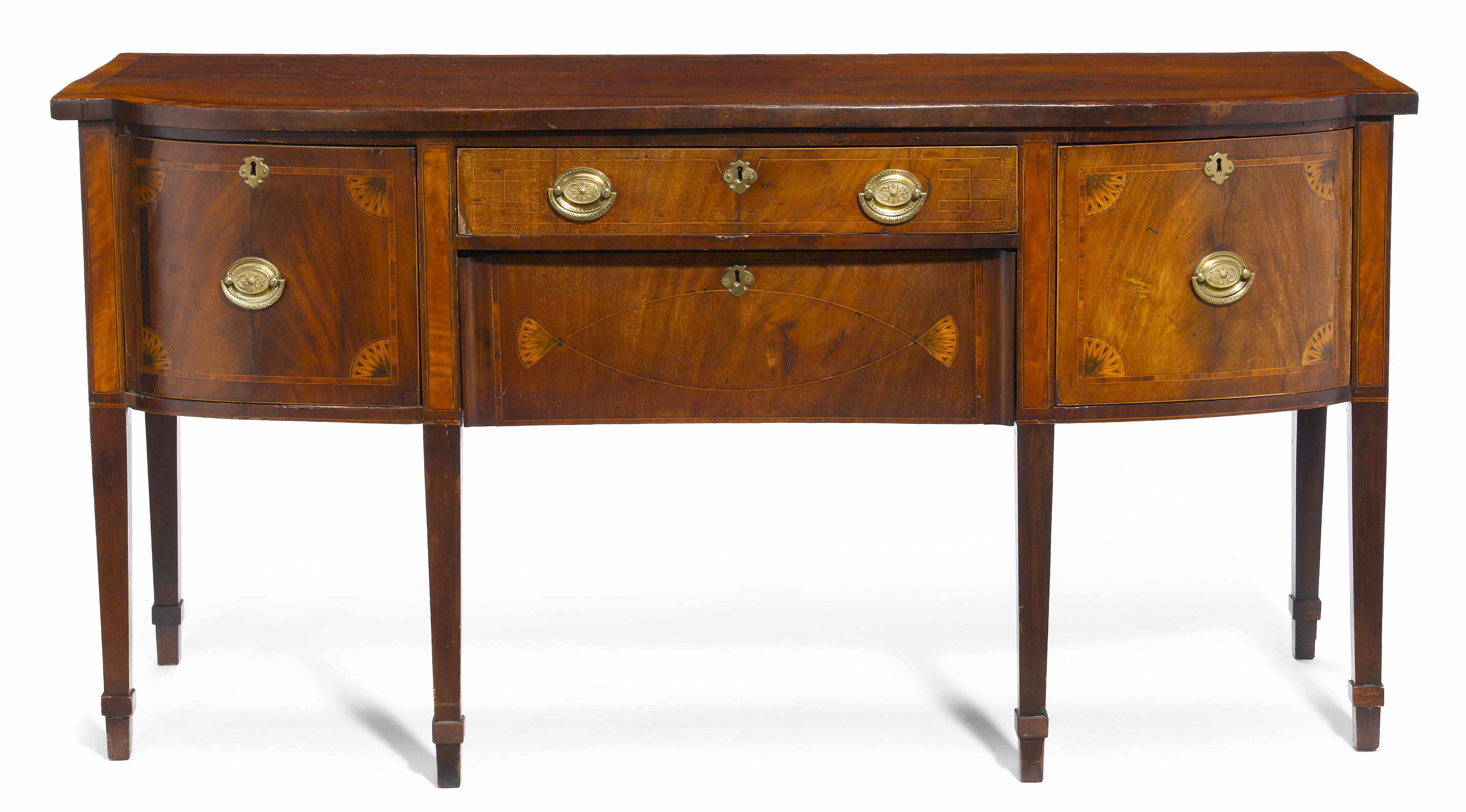 Appraisal: A George III inlaid mahogany bowfront sideboard fourth quarter th