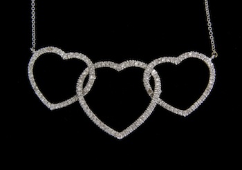 Appraisal: A Triple Heart Diamond Necklace in k Gold k white