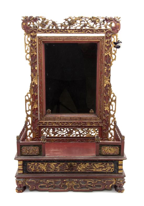 Appraisal: Sale Lot A Chinese Parcel Gilt Red Lacquer Carved Wood