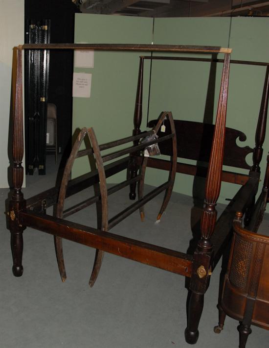 Appraisal: A Mahogany Tall Post Bed having turned head posts with