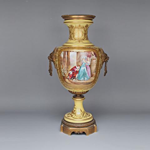 Appraisal: Ormolu Mounted S vres Yellow Ground Large Vase late th