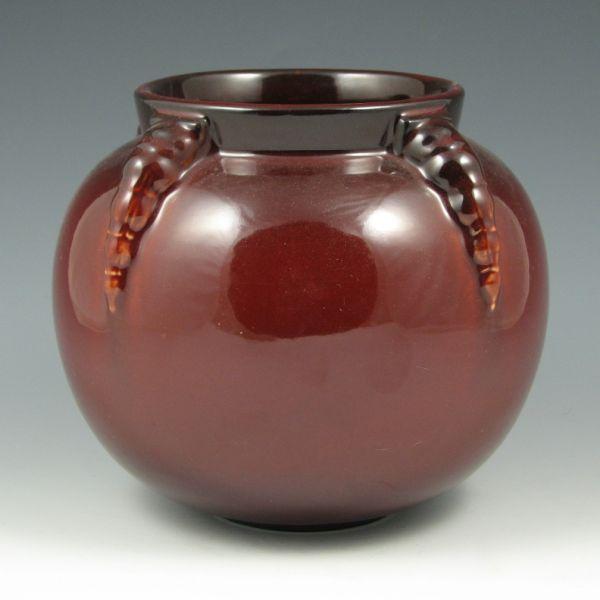 Appraisal: Roseville Topeo - rose bowl in oxblood red Marked with