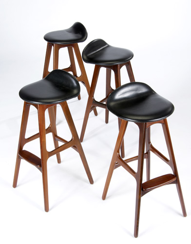 Appraisal: ERIK BUCK Set of four rosewood stools with black leather