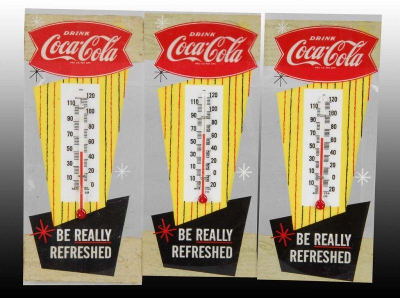 Appraisal: Lot of Small Plastic Coca-Cola Thermometers Description Circa s Light