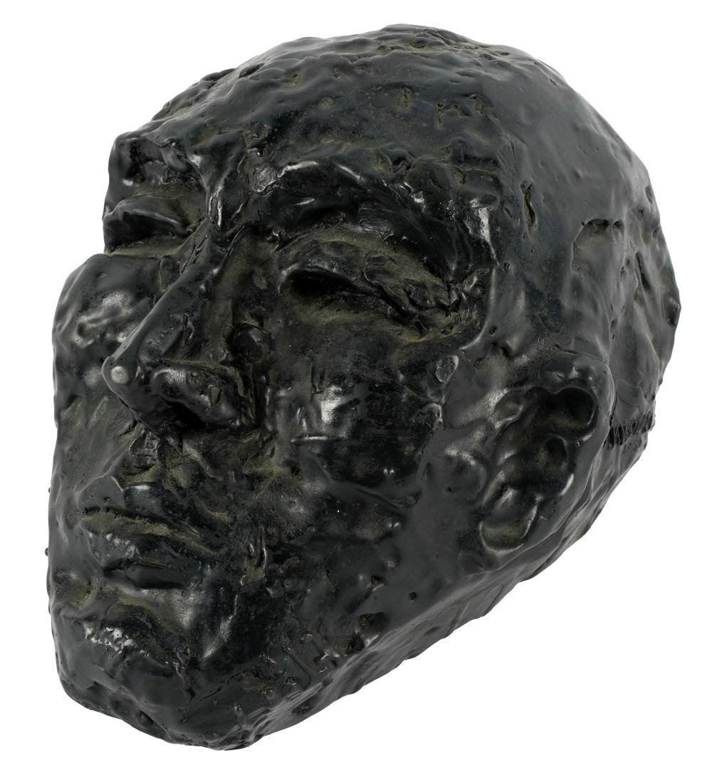 Appraisal: TH CENTURY BRONZE HEADsigned illegibly in casting inches wide inches