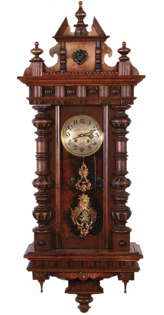 Appraisal: German walnut wall regulator clock late th century shaped pediment