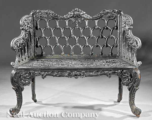 Appraisal: An American Rococo Cast Iron Garden Settee mid- th c