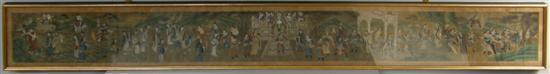 Appraisal: th century Chinese scroll painting various figures and animals in