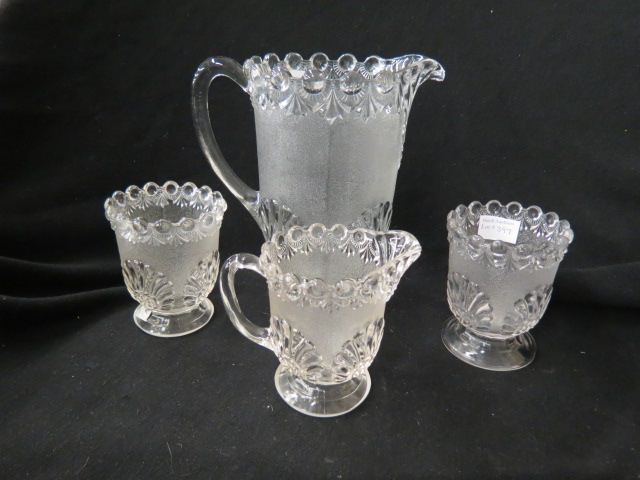 Appraisal: pcs Pattern Glass tall pitcher creamer open sugars circa