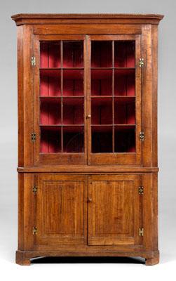 Appraisal: Southern Chippendale corner cupboard walnut with walnut and poplar secondary