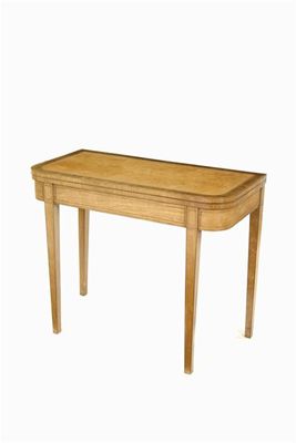 Appraisal: A late George III satinwood 'D' shape card table inlaid