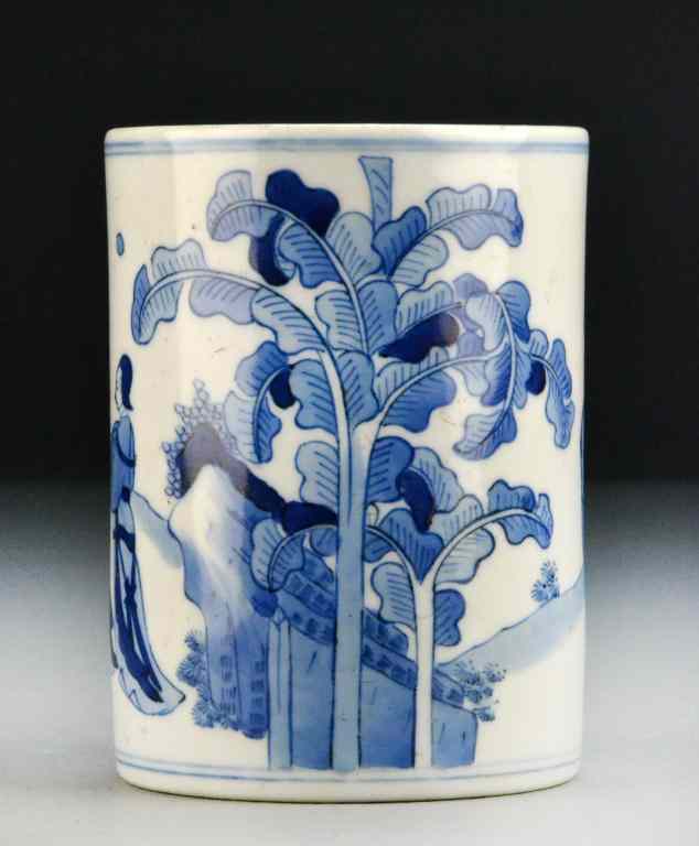 Appraisal: Chinese Blue White Porcelain BrushwashFinely painted to depict a court