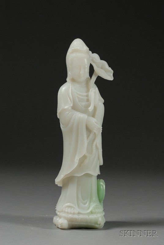 Appraisal: Jade Carving China th century white stone with areas of