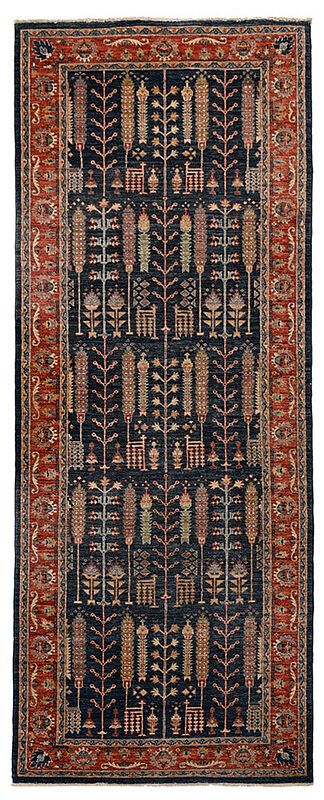 Appraisal: Afghanistan Runner th century blue field with repeating tree design