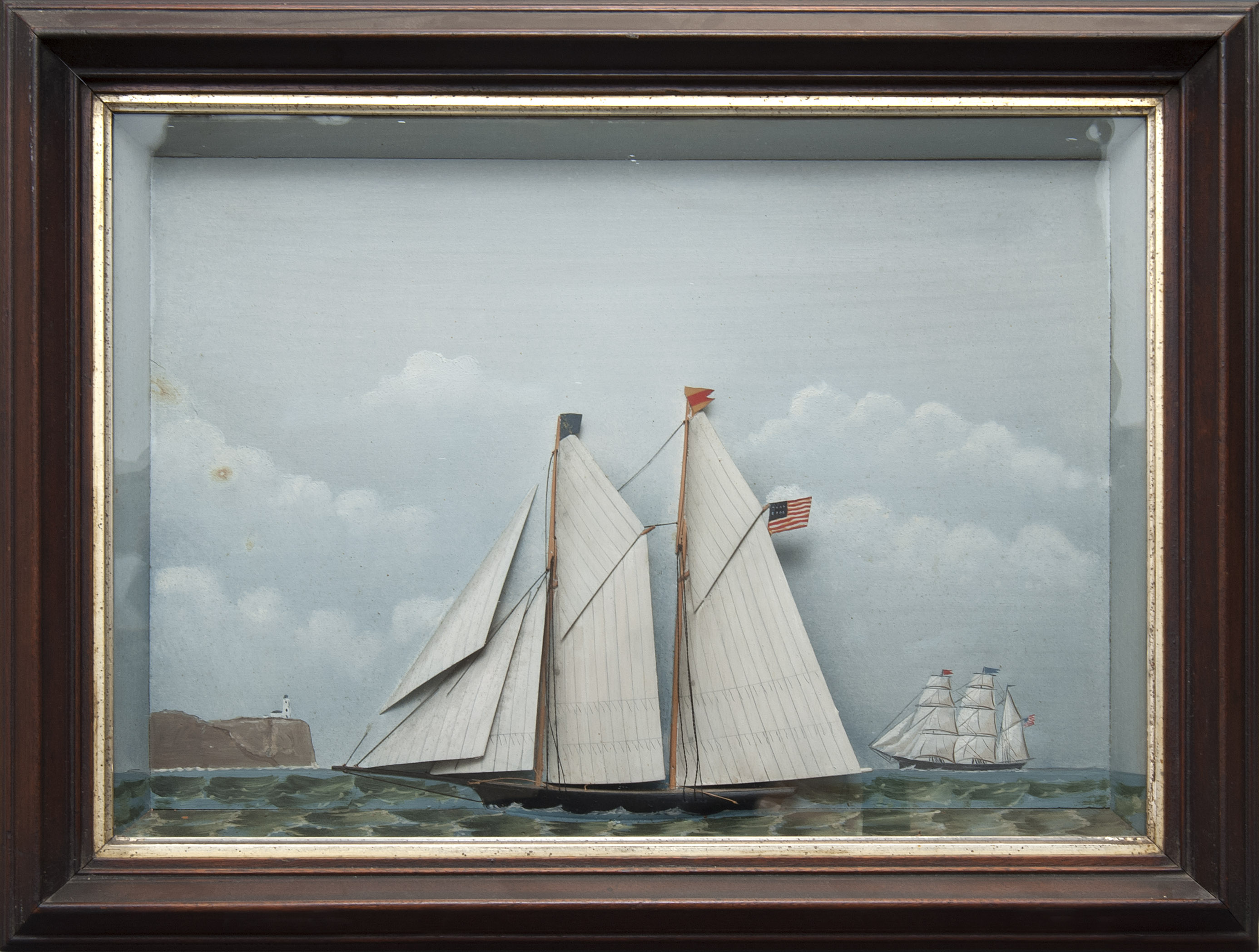 Appraisal: SHIP DIORAMA IN A SHADOW BOX FRAME th CenturyDepicts a