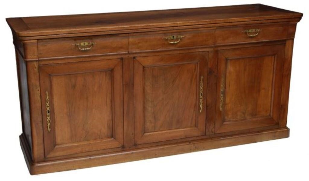 Appraisal: French Louis Philippe period walnut sideboard mid th c three