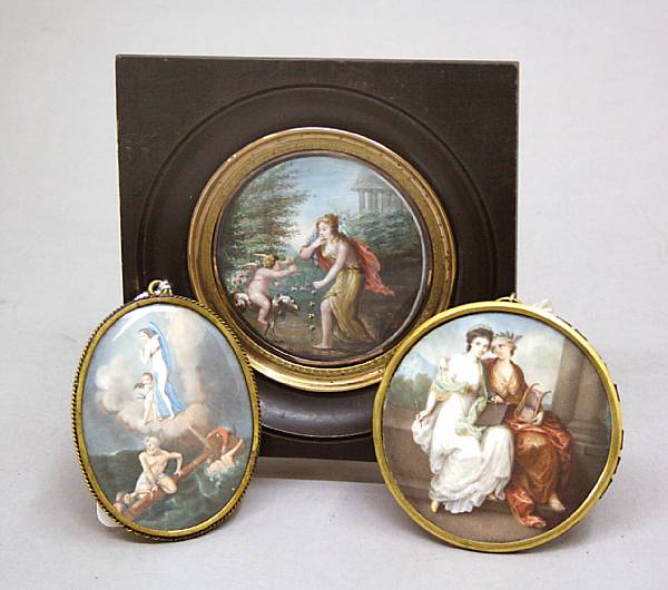 Appraisal: Three Neoclassical miniature paintings late th early th century The