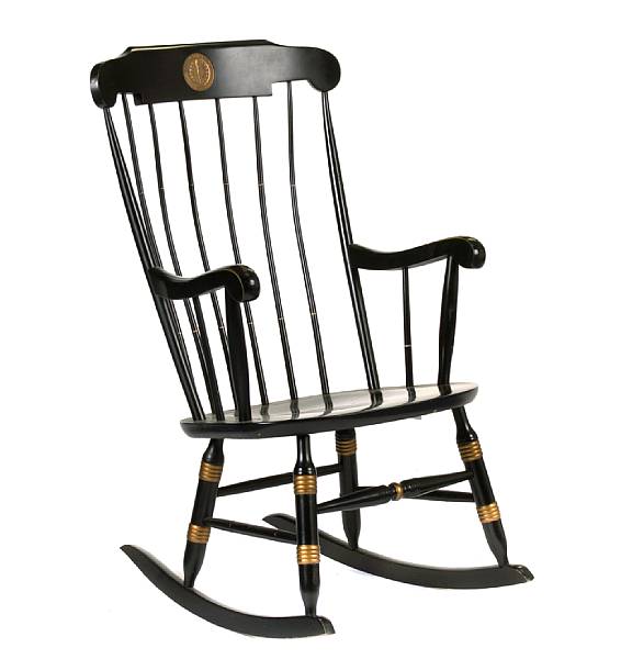 Appraisal: A Hitchcock style rocking chair together with an elm rush