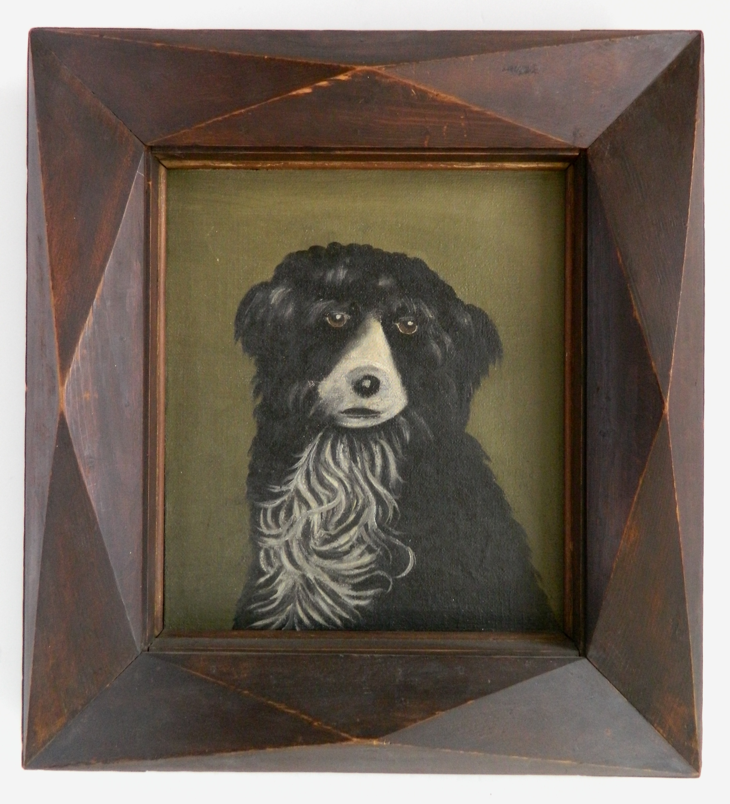 Appraisal: th c American School Portrait of a dog- oil on