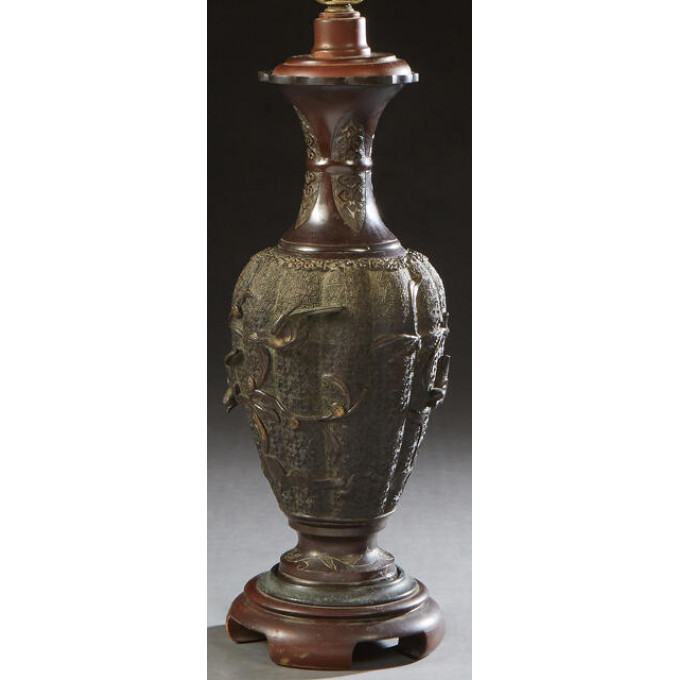 Appraisal: Japanese Baluster Bronze Vase late th c the waisted neck