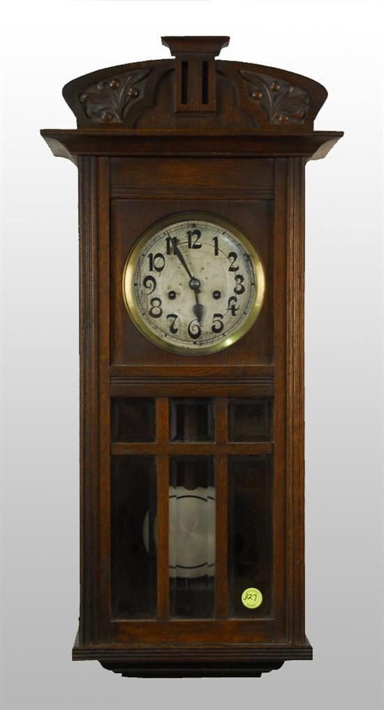 Appraisal: CZECHOSLOVAKIAN CARVED OAK REGULATOR WALL CLOCK height inches