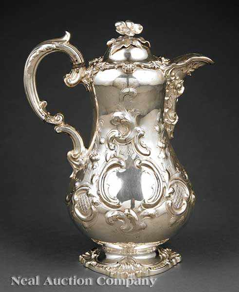 Appraisal: An English Rococo Revival Silverplate Jug mid- th c pear