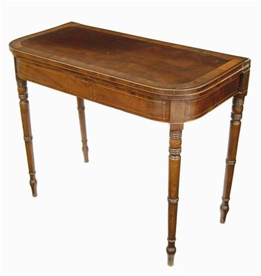 Appraisal: An early th century mahogany 'D' shape card table the