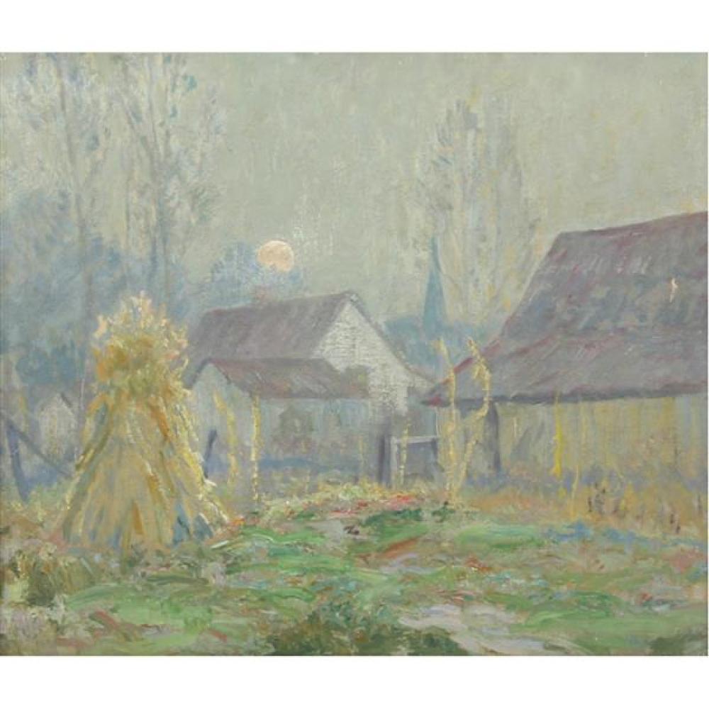 Appraisal: CARL GRAF INDIANA - NASHVILLE SUNSET IMPRESSIONIST LANDSCAPE WITH HAY