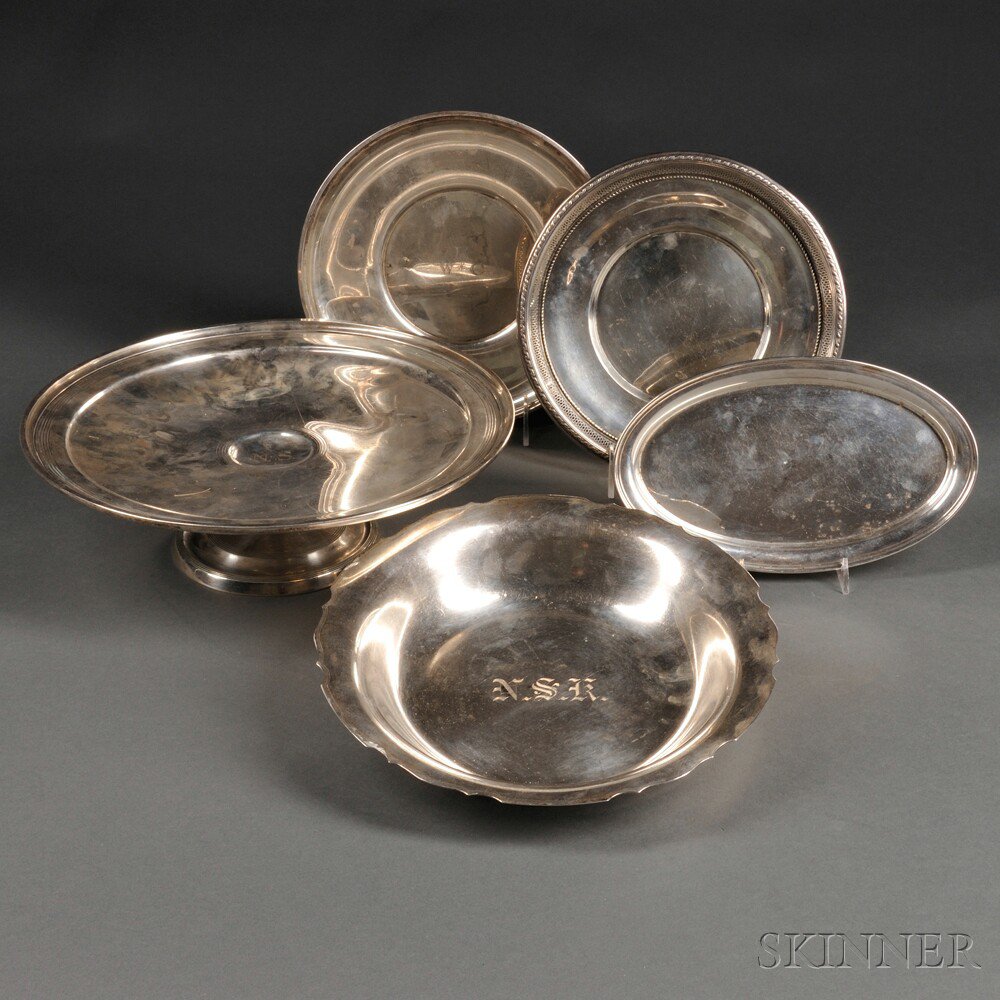 Appraisal: Five American Sterling Silver Serving Dishes th century three Gorham