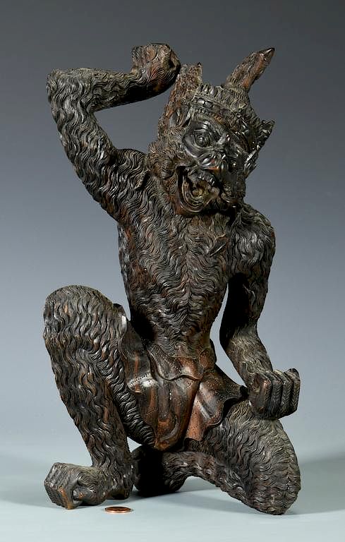 Appraisal: Chinese Carved Hardwood Sun Wukong Figure Carved Chinese hardwood figure