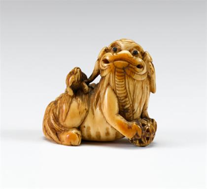 Appraisal: Fine Japanese Shi shi elephant ivory study early th century