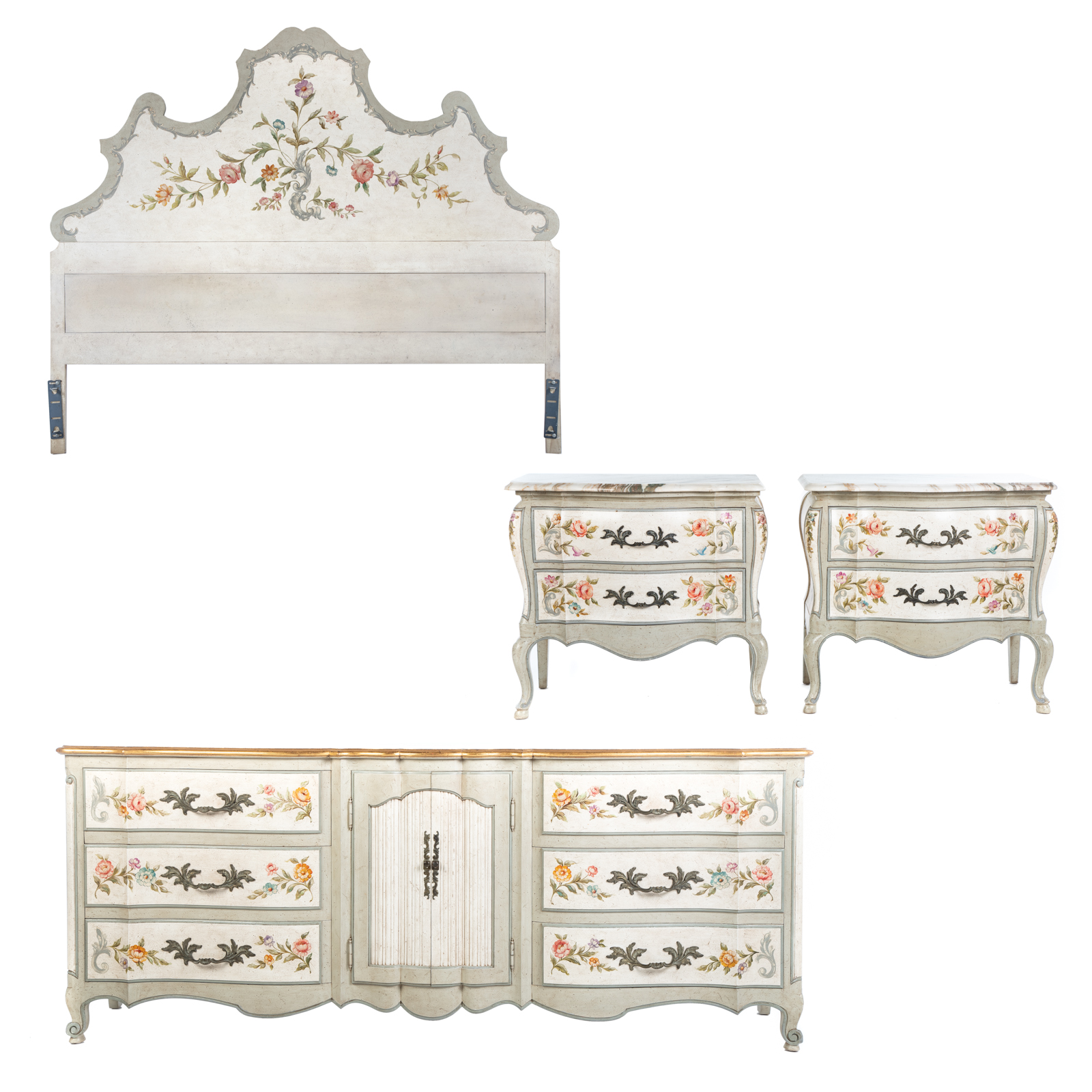 Appraisal: FOUR PIECES OF JOHN WIDDICOMB FURNITURE Comprising a king-size headboard