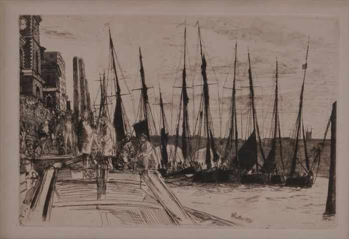 Appraisal: JAMES A M WHISTLER - BILLINGSGATE Etching on paper x