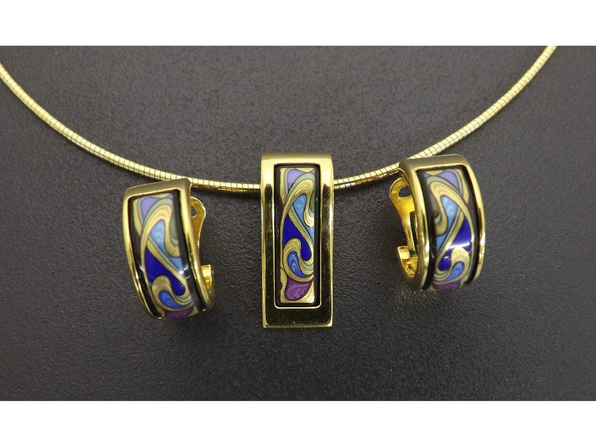 Appraisal: Frey Wille Austrian gold plated enamel jewellery suite comprising a