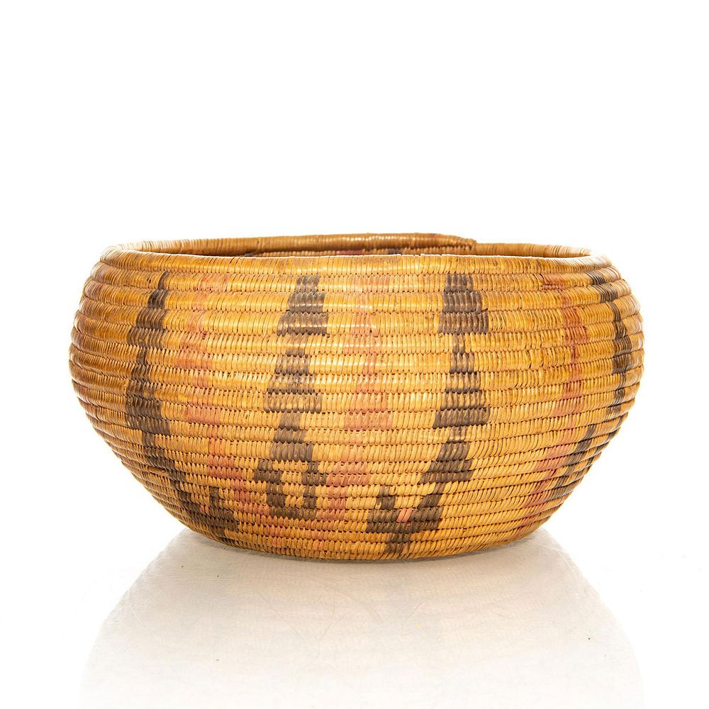 Appraisal: NATIVE AMERICAN TRIBAL WOVEN BASKET BOWL Traditional design with encircling