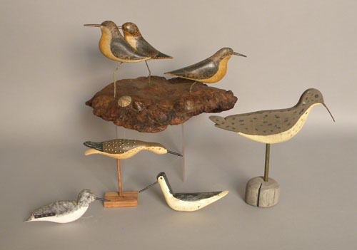 Appraisal: Group of three shorebirds late th c mounted to driftwood