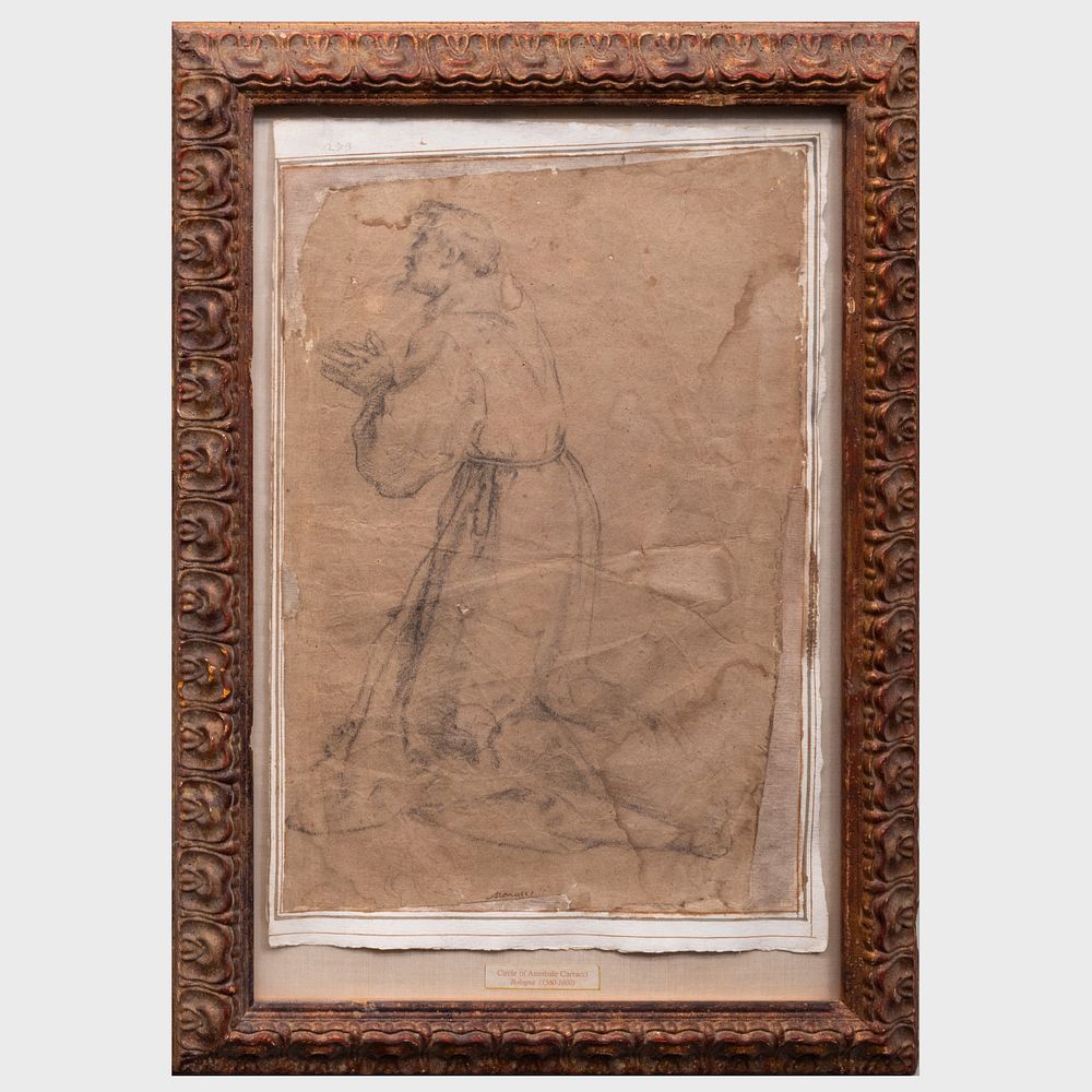 Appraisal: Attributed to Circle of Annibale Carracci - Kneeling Priest Chalk