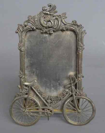 Appraisal: Early raised metal casting bicycle picture frame '' x ''