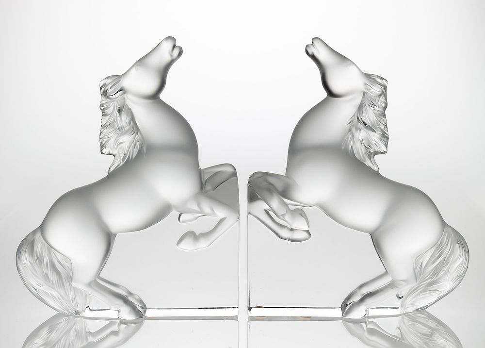 Appraisal: A LALIQUE PAIR OF KAZAK HORSE BOOKENDS CIRCA S A