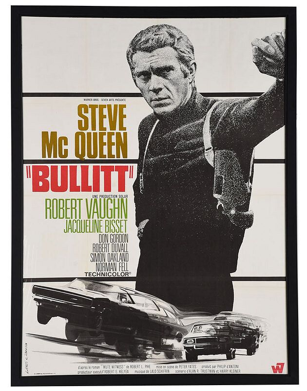 Appraisal: Steve McQueen Bullitt French Movie Poster Warner Bros - Seven